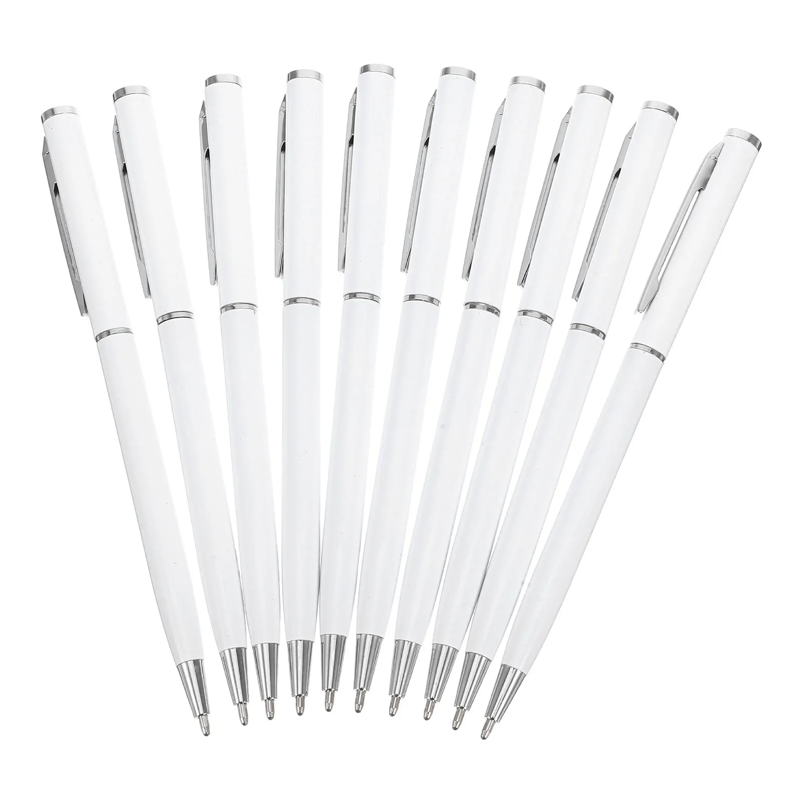 

10 шт. металлических шариковых ручек с тонким дизайном, для плавного письма, для офиса и бизнеса, выдвижные, с черными чернилами, вращающиеся, из нержавеющей стали
