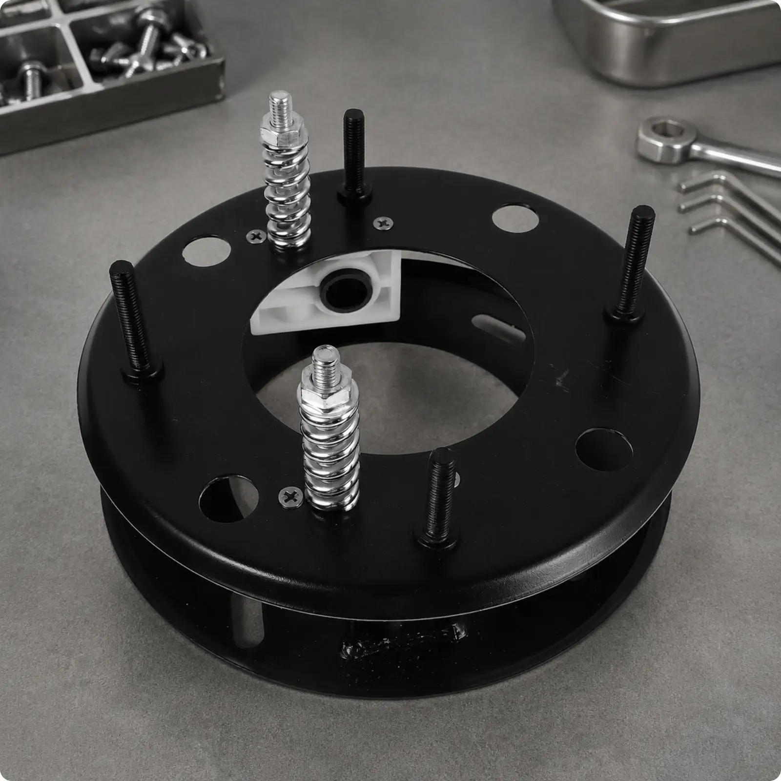 Salon Basin Metal Adjuster Round Plate with Threaded Pins for Hair Washing Bed Height Setup