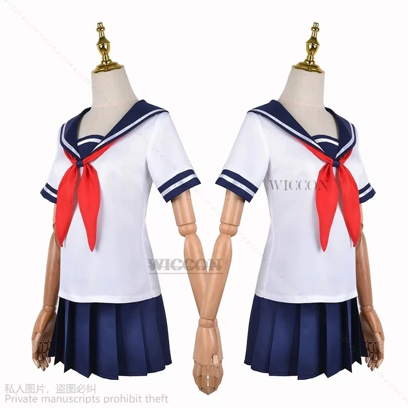 Yandere Simulator Ayano Aishi Stroje Cosplay Gra Anime Dziewczyny Mundurek JK Osana Najimi T-shirt ze Spódnicą Czarne Peruki Zestaw Party6