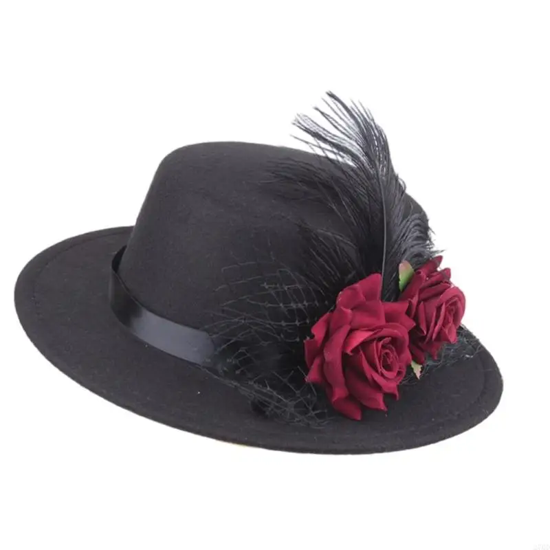 270d Steampunk Victorian Mini Top Hat Gothic Feder Halloween Cosplay Kostümparty für Frauengeschenk