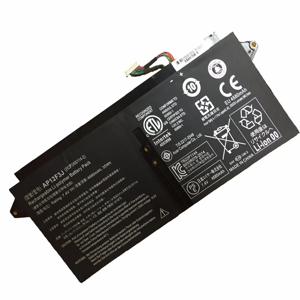 7.4V 35wh 4680mah AP12F3J New Original AP12F3J Laptop Battery for Acer AP12F3J 2ICP3/65/114-2 Aspire 13.3-Inch S7 S7-391