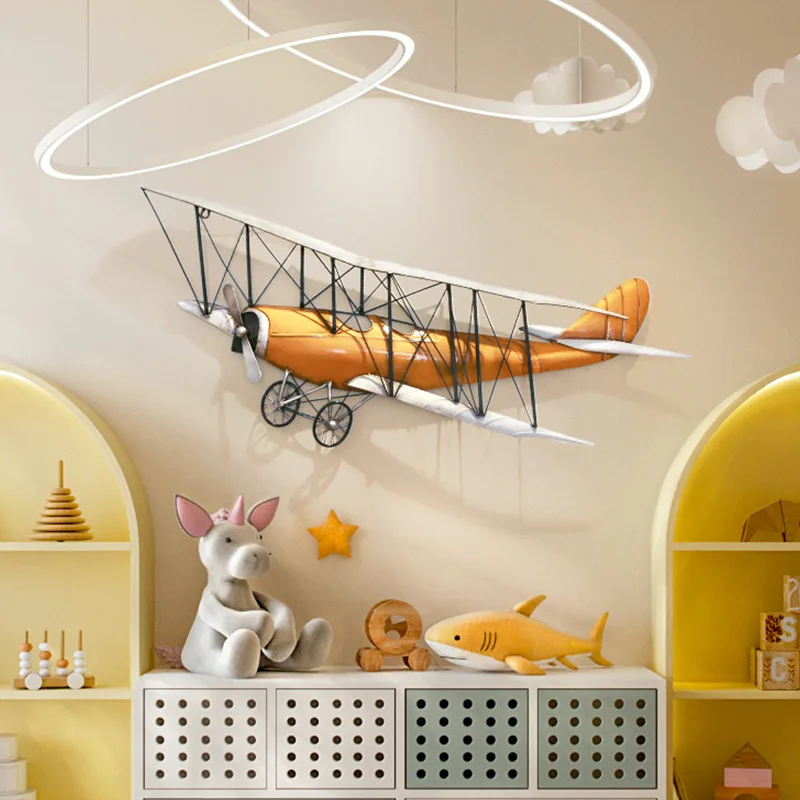 Vintage Iron Wall Decoration Pendant for Children's Room Bar Coffee Shop Plane Three-dimensional Wall Hanging Decoration