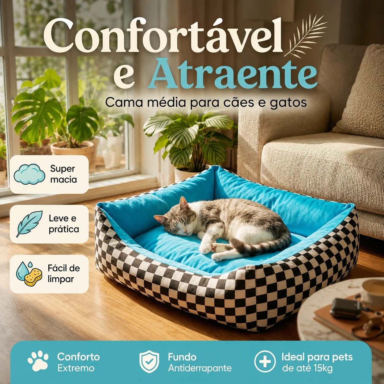Cama para gatos  de Tamanho Médio, Confortável e Quente, Almofada Macia para gatos