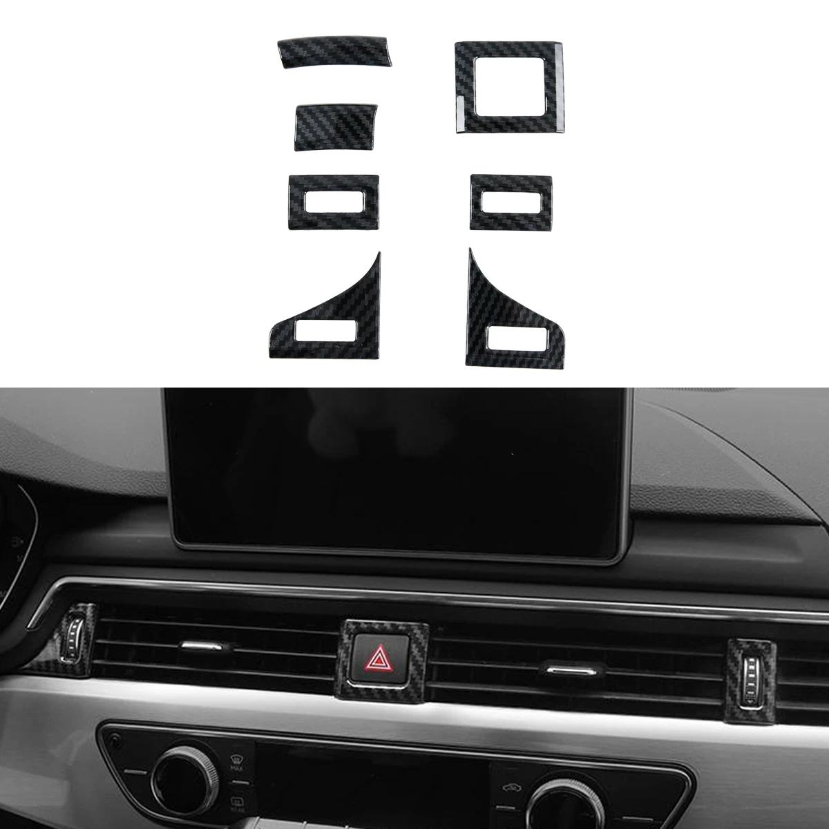 Accessories For Audi A5 A4 A4L B9 2017 2018 2019 2020 Dashboard Air Vent Outlet Cover Frame Trims 7PCS