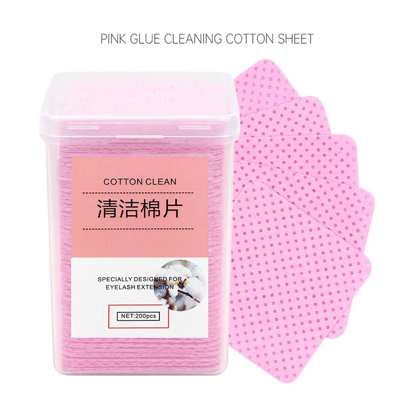 200PCS/Box Nail Grafting Eyelash Glue Polish Remover Cotton Wipes UV Gel Remover Cleaner Paper Pad Art Cleaning Manicure Tools