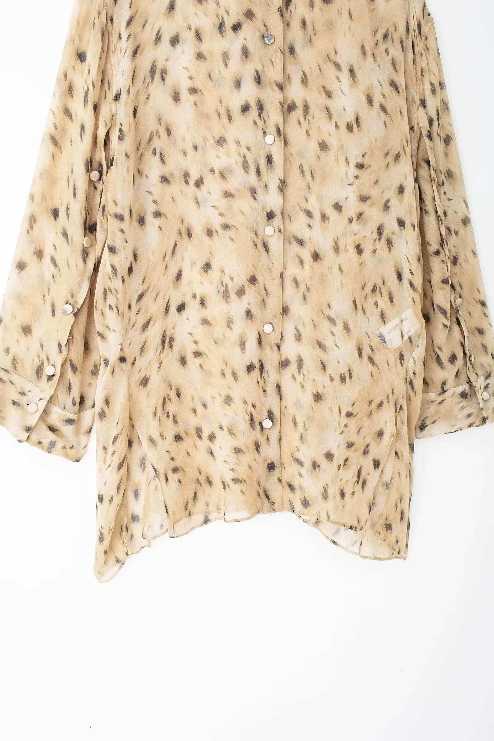 Tangada 2024 Women Leopard Chiffon Blouse Shirt Long Sleeve Chic Female Oversize Top 3H0681