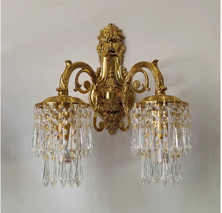 Alloy Crystal Wall Lamps Antigue Wall Sconce Candle Style Crystal Wall Bracket Bra Bed Lighting Crystal Shades Home Decoration