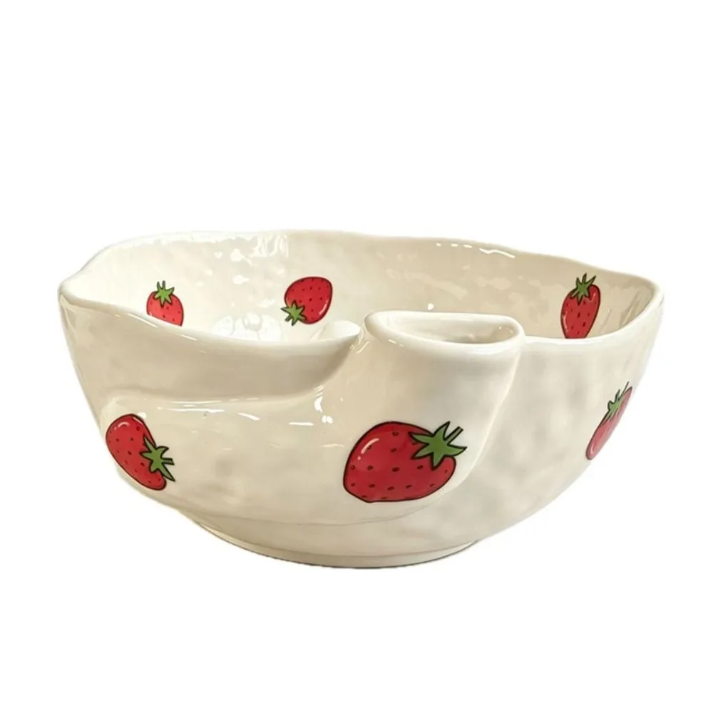 Self Spinning Berry Washing Bowl Perforated Draining Raised Drainage Hole Ceramic Fruit Washer Quick Drain Easy To Clean