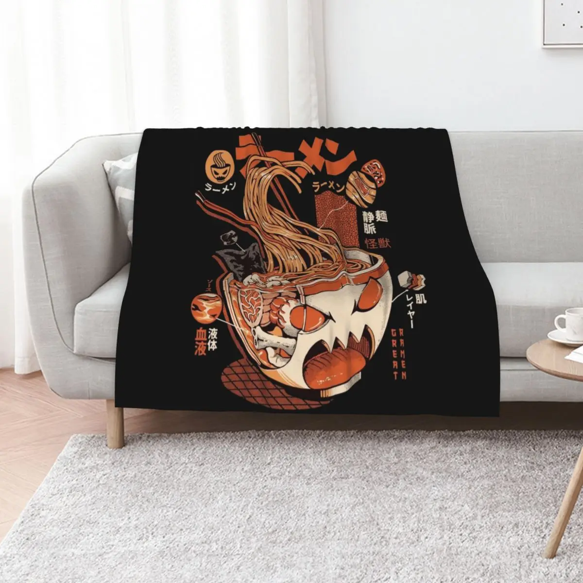 Black X-ray Great Ramen! Throw Blanket Bed covers For Baby heavy to sleep Beautifuls For Decorative Sofa Soft Big Blankets