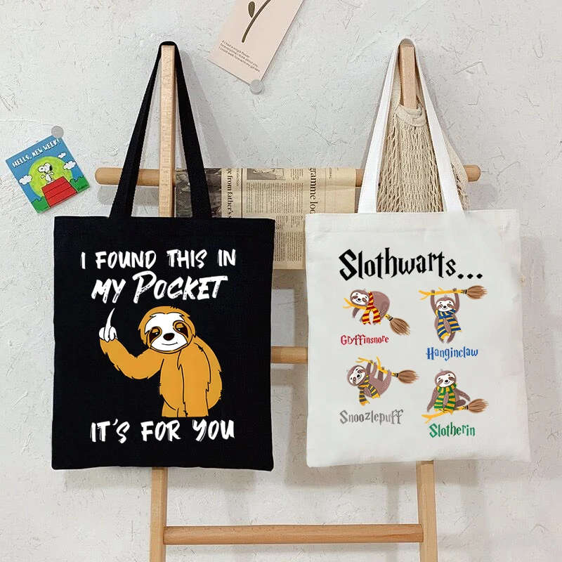 

New Funny Sloth Harajuku Shoulder Bag for Women Men Casual Reusable Shopping Bag Cartoon Sloth Graphic Street Handbags for Lady