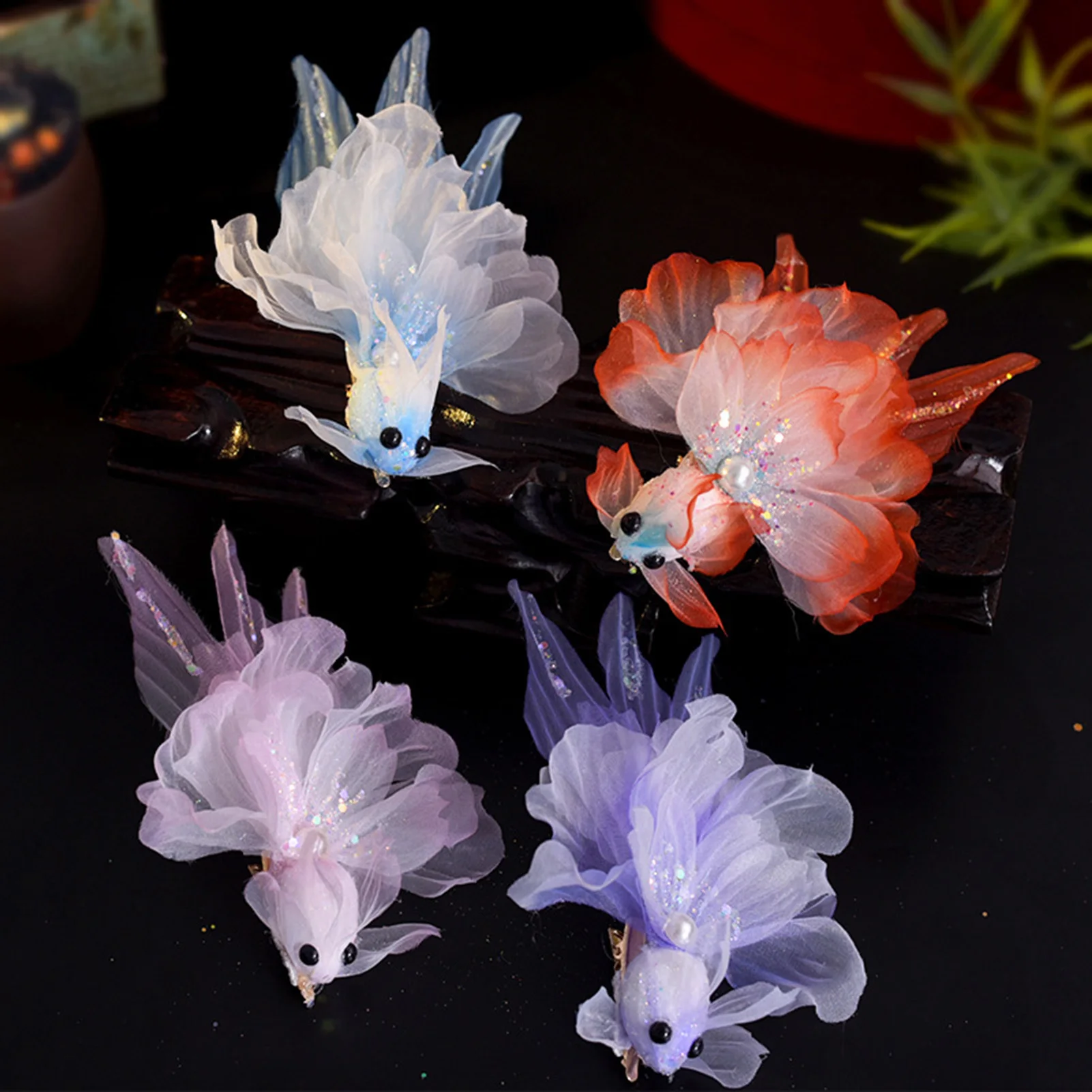 

Floral Hair Barrettes For Women Girls Trendy Gauze Flower Hair Clip Vintage Chinese Style Hanfu Cheongsam Dress Hair Accessories