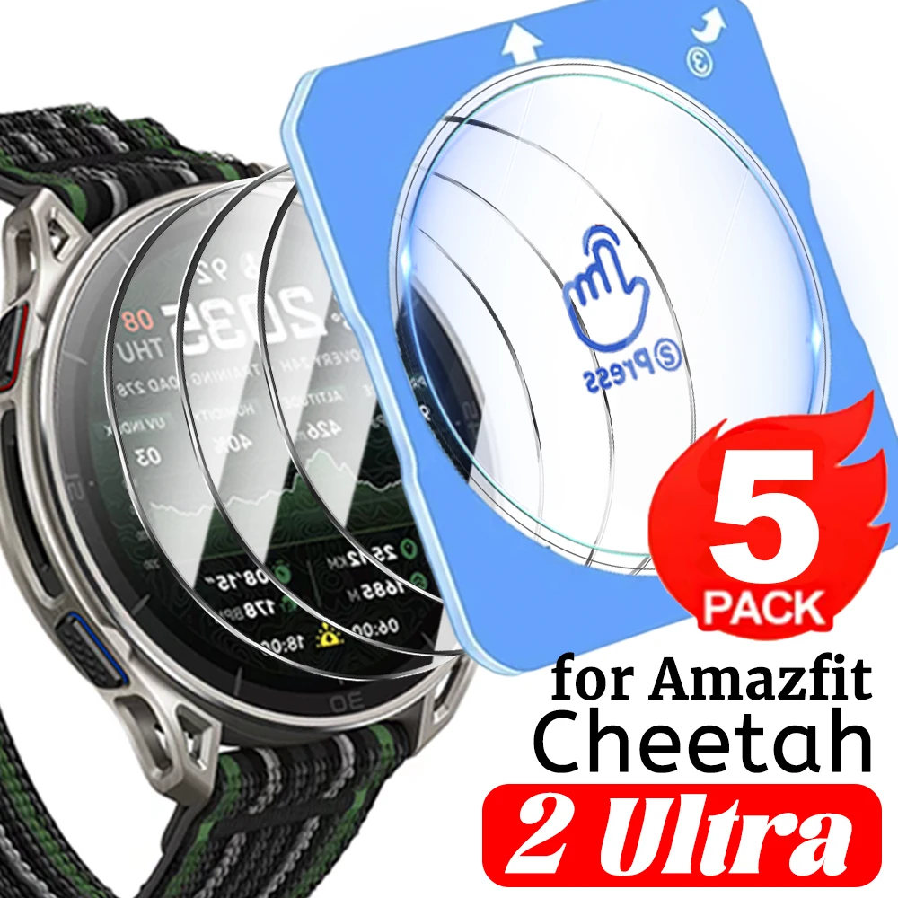 1-5Pcs Easy Installation Tempered Glass Screen Protectors for Amazfit Cheetah 2 Ultra Smartwatch HD for Amazfit Cheetah 2 Ultra