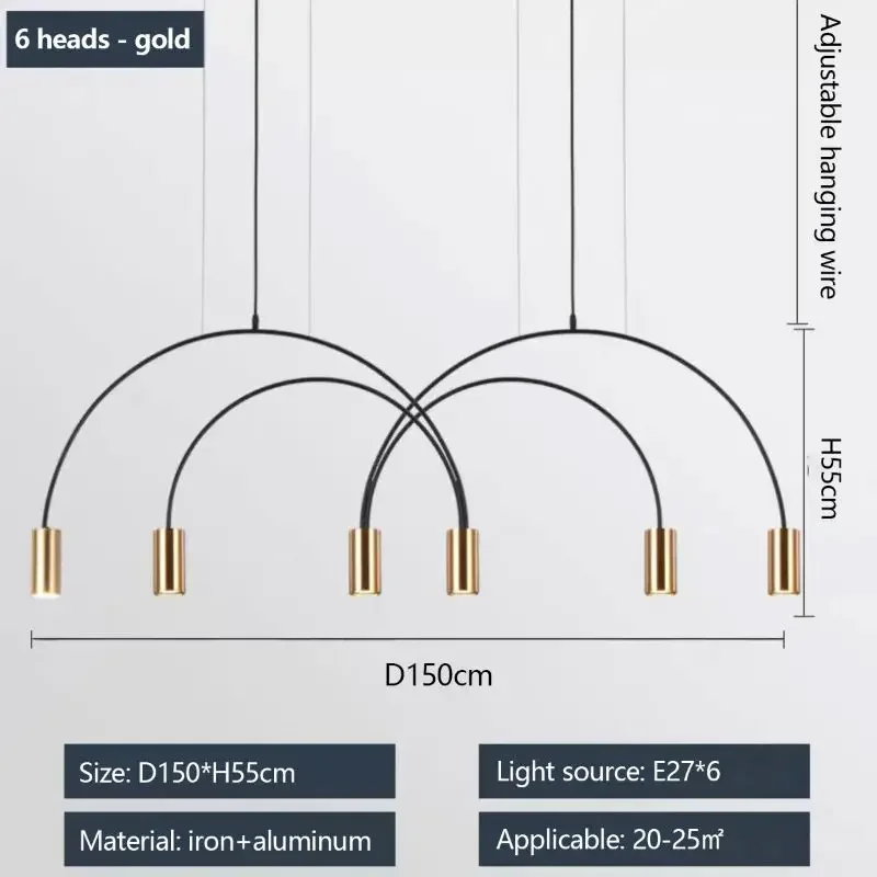 Imagem -06 - Nordic Arched Strip Lustres Iluminação Led Lâmpada Pendente Suspensão Luminária Home Decor Mesa de Jantar Quarto Sala de Estar