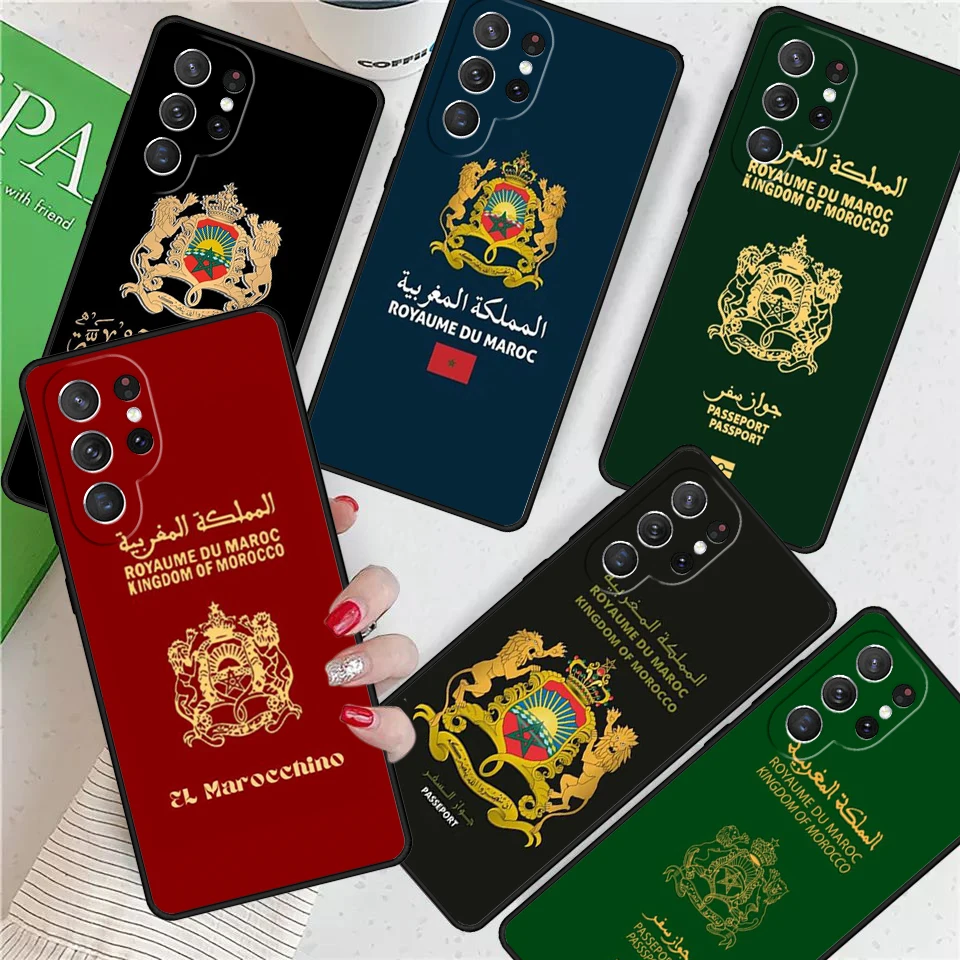 

Morocco Passport For Samsung Galaxy S24 Ultra S21 S22 S8 S9 S10E Note 10 20 Plus FE S23 Phone case Cover Coque