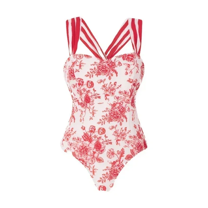 2Pc Striped Sexy Bandeau Push-Up Bikini with Bow Tie One Piece Swimsuit Female Swimwear Cover-Up Beachwear for Women