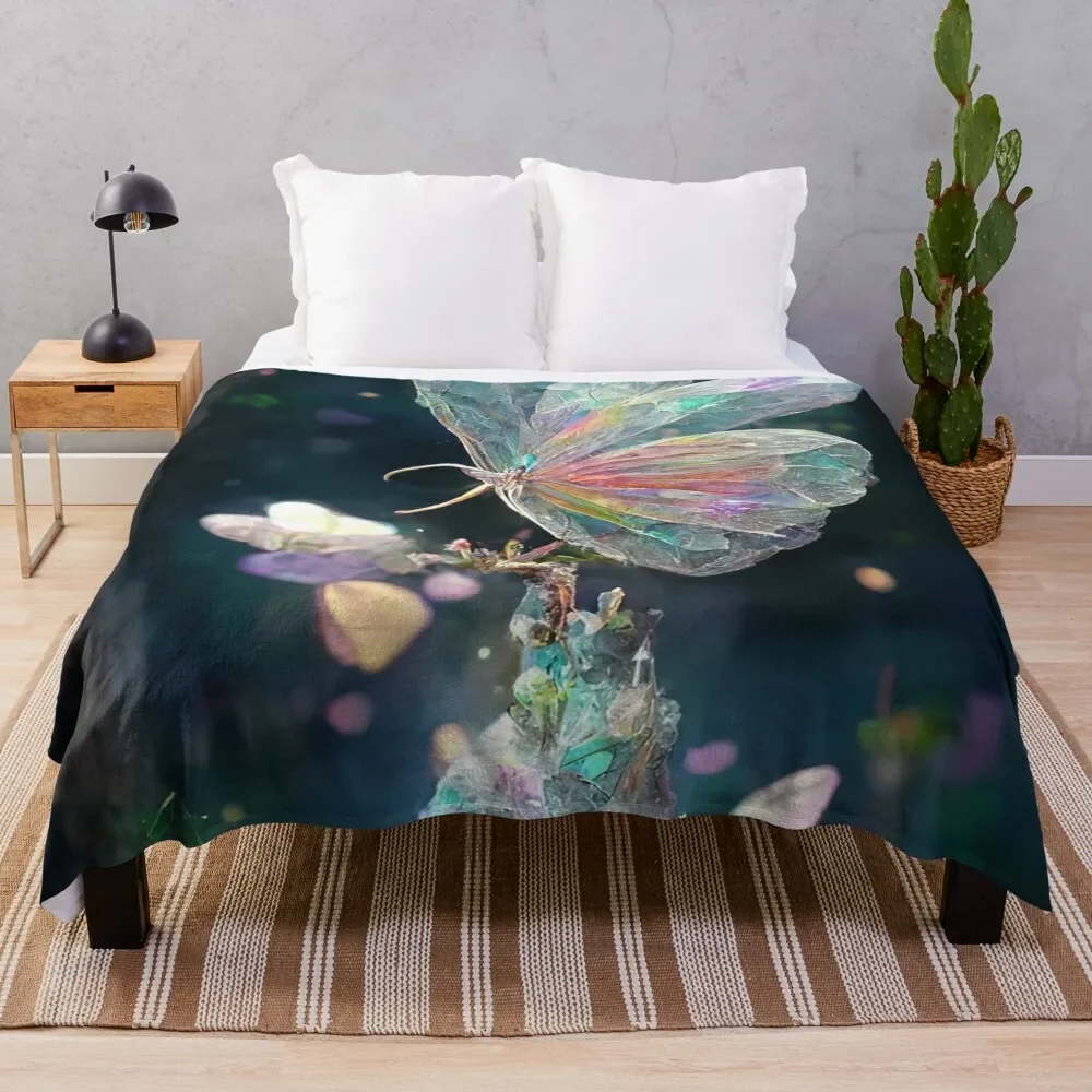 

Rainbow Crystal Butterfly Lover Room Decor Rainbow Waterfall Abstract Art Print Throw Blanket Decoratives Kid'S Blankets