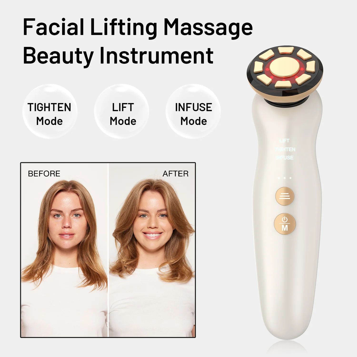 Facial Microcurrent Beauty Device Electric EMS Face Massager Red Blue Light Rejuvenation Lift Remove Wrinkles Machine