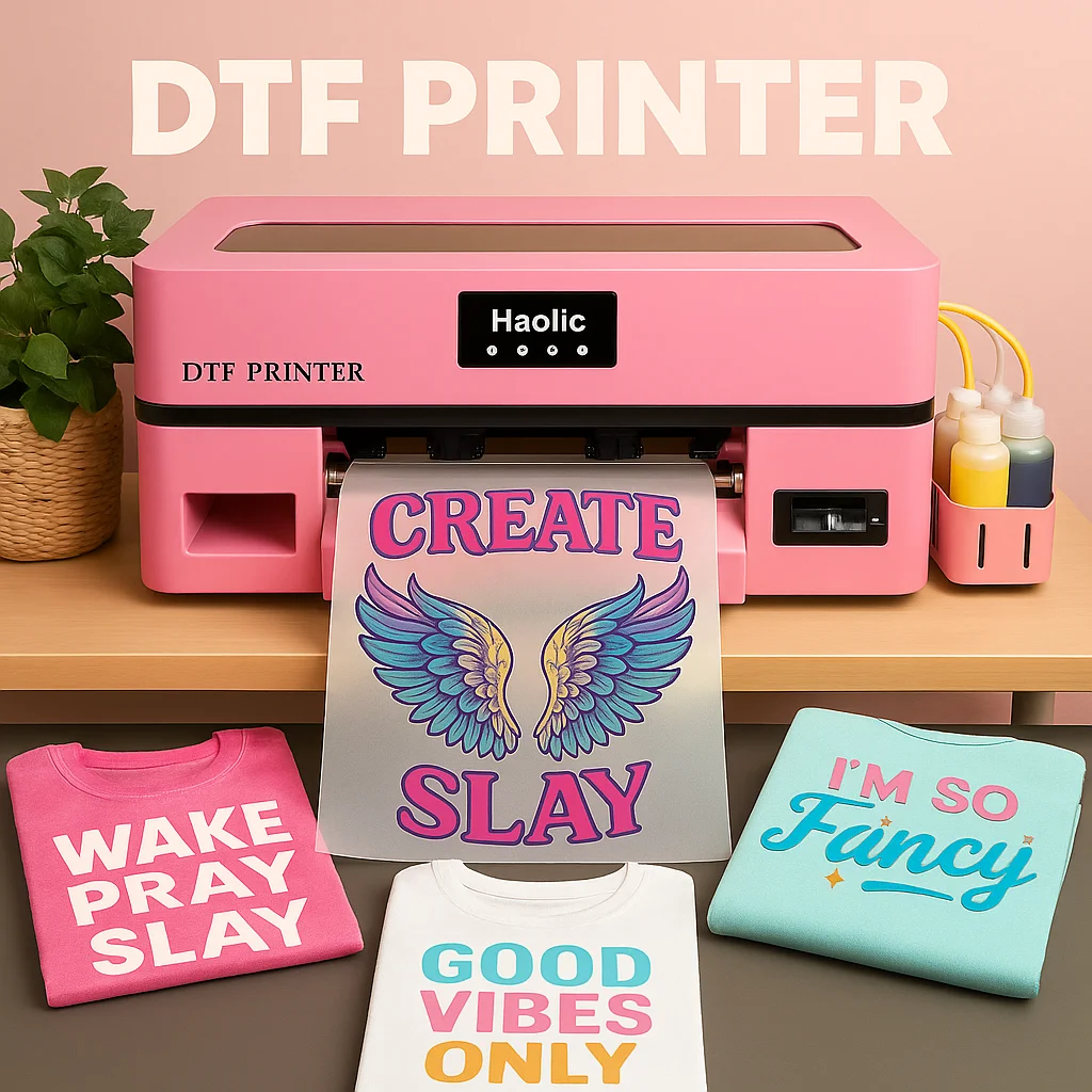 A3 Pink DTF Printer XP600 Pro | Roll-to-Roll Heat Transfer Machine for T-Shirts, Bags & Personalized Craft