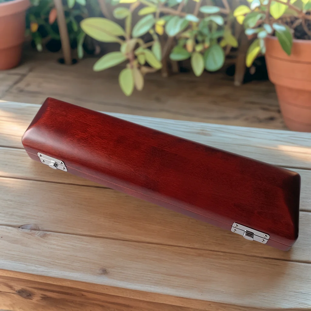 High Quality 17 Hole Maple Wood Hard Flute Case, For B Foot B-Flat Flute Portable Durable Storage Box