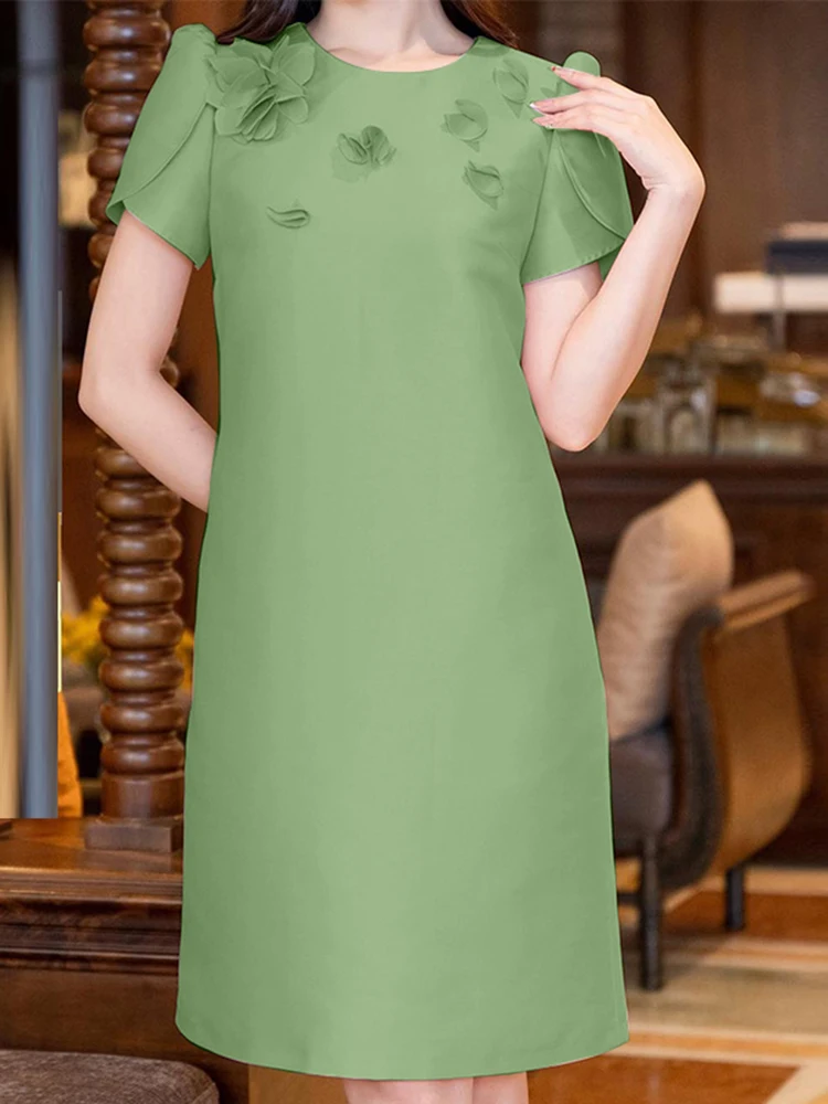 ZANZEA Stylish 3D Flower Party Dress Women Dresses 2025 Summer Dress Elegant Short Sleeve Satin Vestidos Fashion Work Sundress