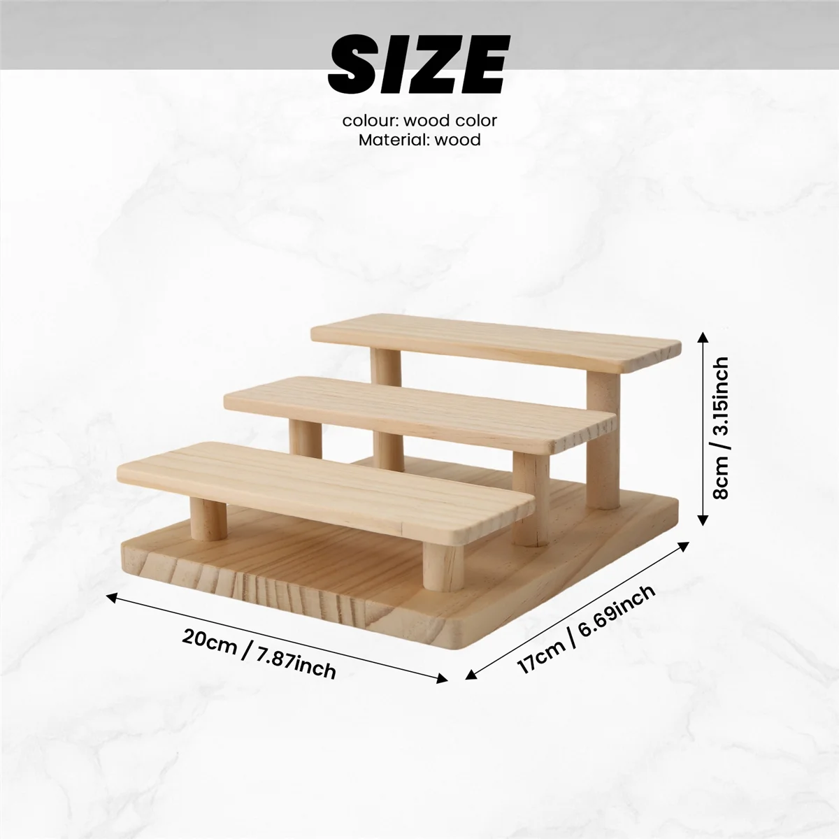 RIRI ไม้ Risers 3 ชั้นแว่นตาขาตั้งเครื่องประดับผู้ถือขาตั้งไม้ Organizer ถาดสําหรับตู้เดสก์ท็อป