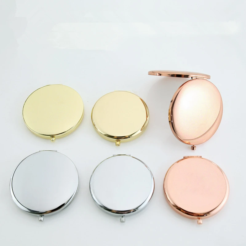 50pcs Double-Sided Small Mirror Portable Folding Round Makeup Mirror Simple Mini Men And Women Handheld Pocket Mirror