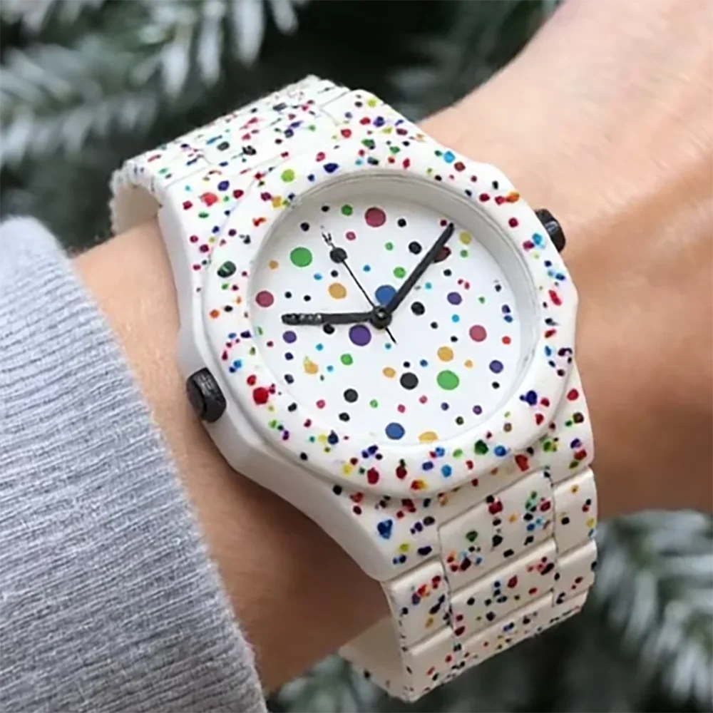 

Colorful Spots Quartz Watch For Man Women Original High Quality Classic Anime Style Silicone Creative Men Watch Fashion Clock
