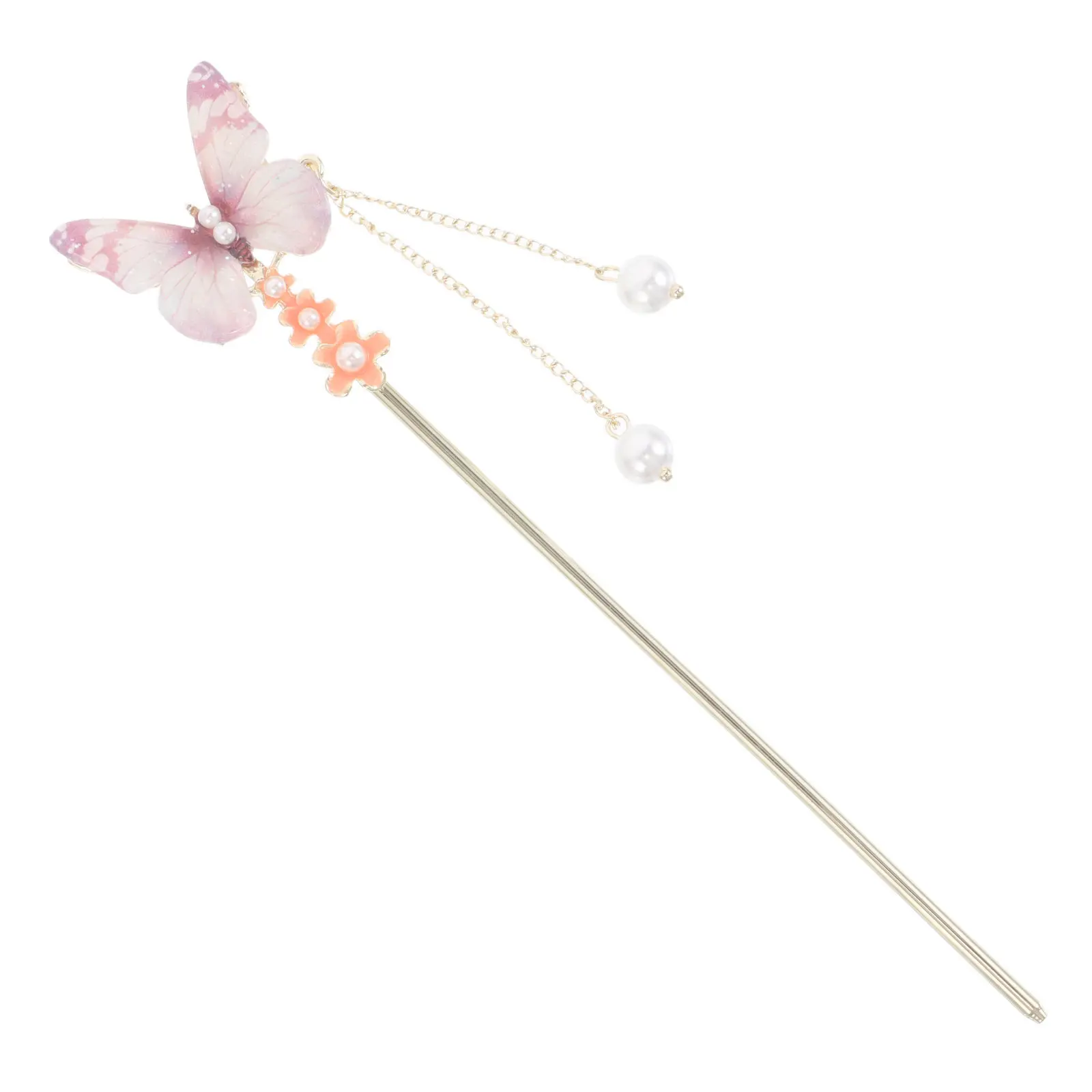 

Винтажная китайская заколка-бабочка для волос с цветочным узором и кисточкой, аксессуар для свадебной прически