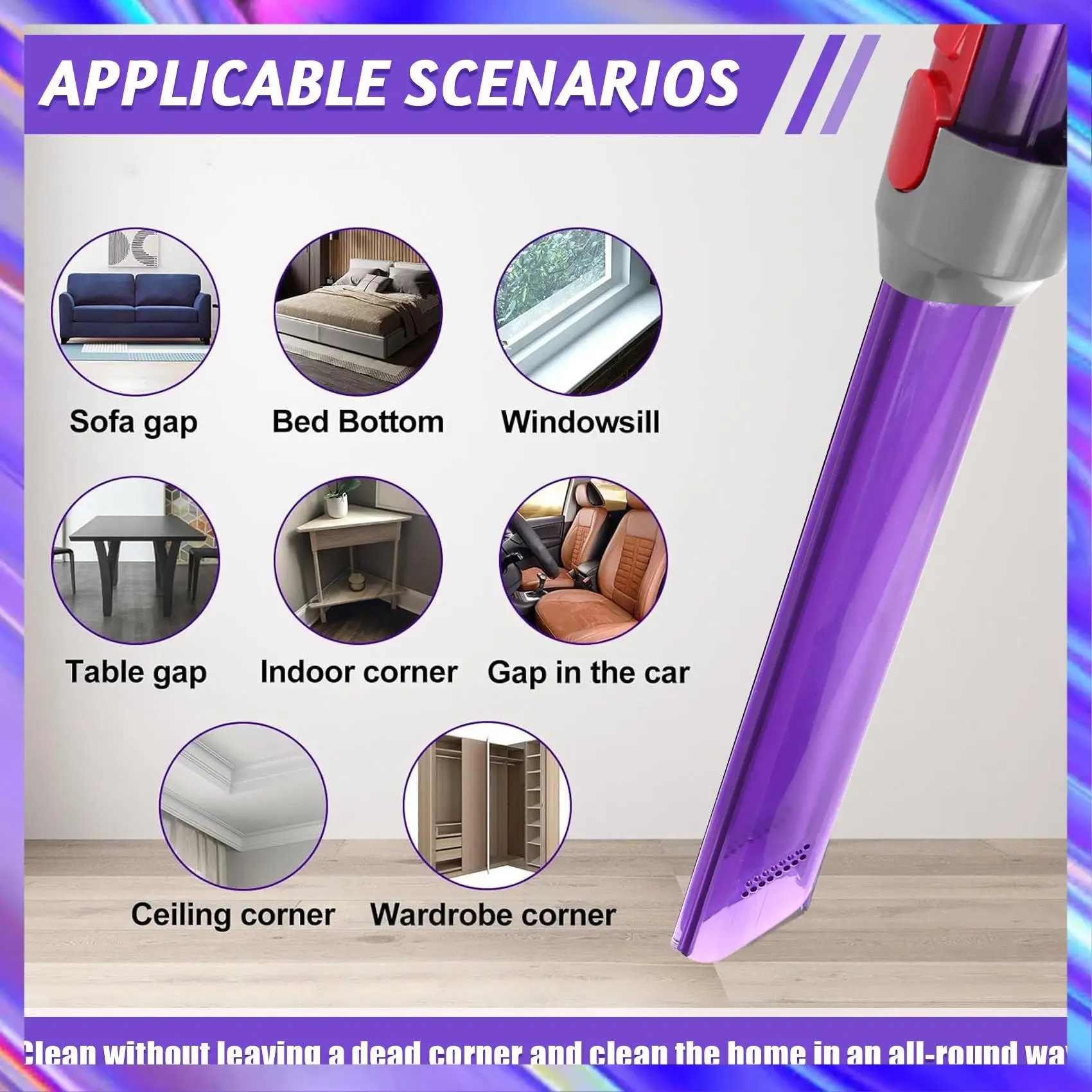 Cepillo de boquilla para herramienta para hendiduras AD24 con luces Led de liberación rápida para Dyson V7 V8 V10 V11 piezas de aspiradora inalámbrica