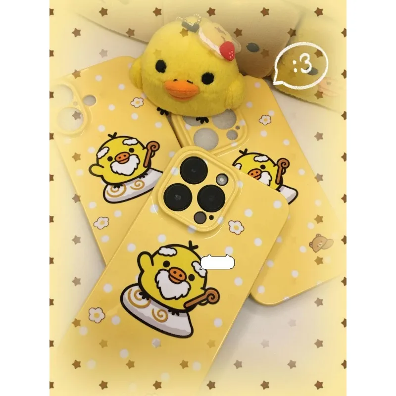 Cute Rilakkuma series nostril chicken mobile phone case creative protective cover suitable for iPhone11 12 13 14 15 16 17pro max