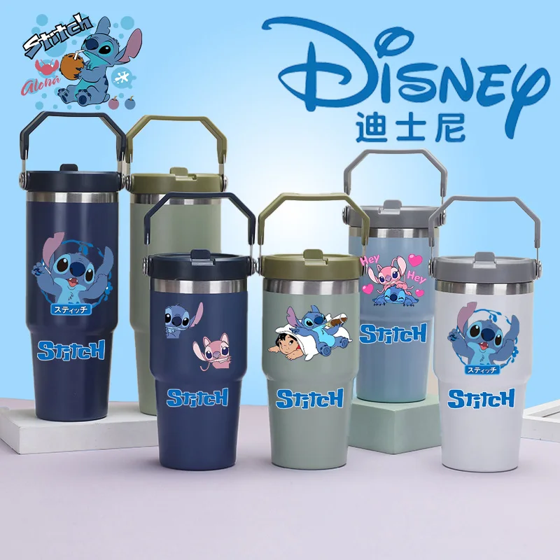 

Портативная автомобильная чашка Disney Cartoon Stitch 30 унций, 20 унций, изолированная чашка из нержавеющей стали 304 для охлаждения, портативная чашка Ice King на открытом воздухе