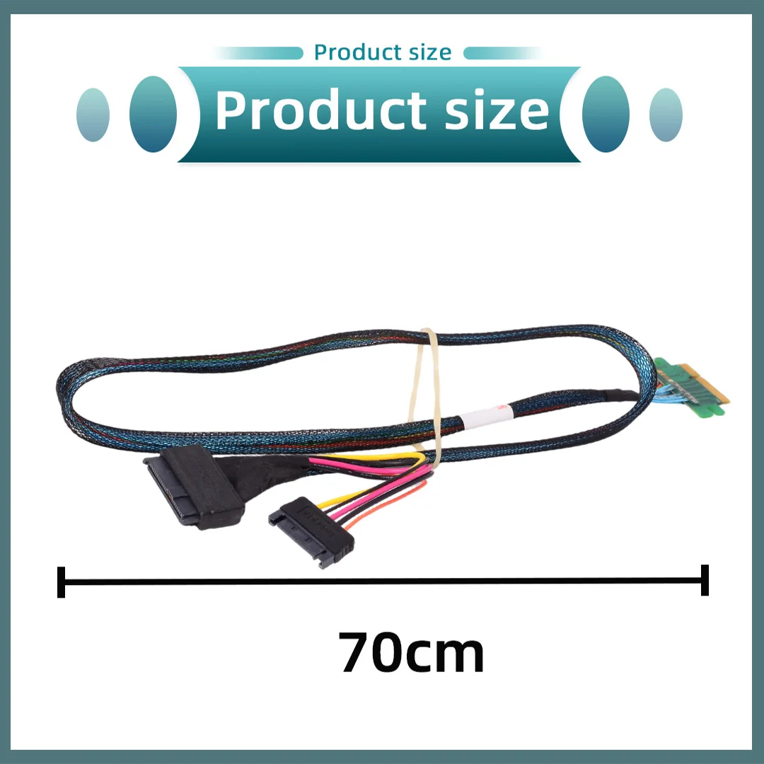 U.2 SFF-8639 To PCIe 4.0 X4 / X8 / X16 Riser Cable SATA Power for 2.5