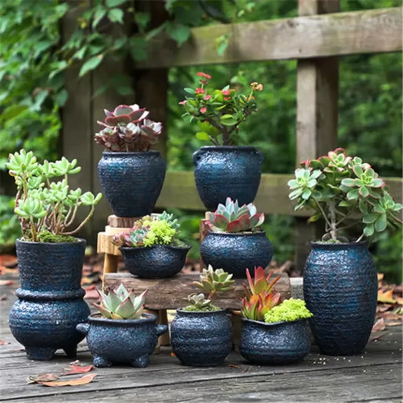 for New Design Handmade Color Coarse Pottery Breathable Personalized Creative Decorative Flower Pot