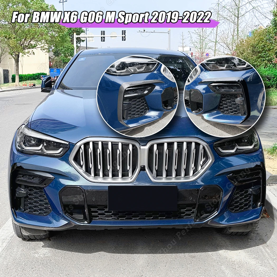 

Автомобильный передний бампер, боковой спойлер, сплиттер для BMW X6 G06 M Sport 2019-2022, ветровое лезвие на вентиляционное отверстие, отделка, модификация, глянцевый черный