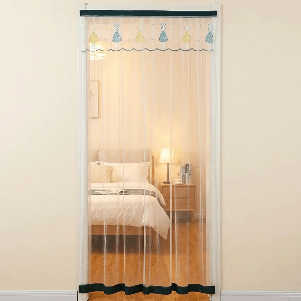 Self-adhesive Mosquito Proof Curtain Breathable Lace Embroidered Screen Door Curtain Anti-mosquito No Punching Entrance Curtain