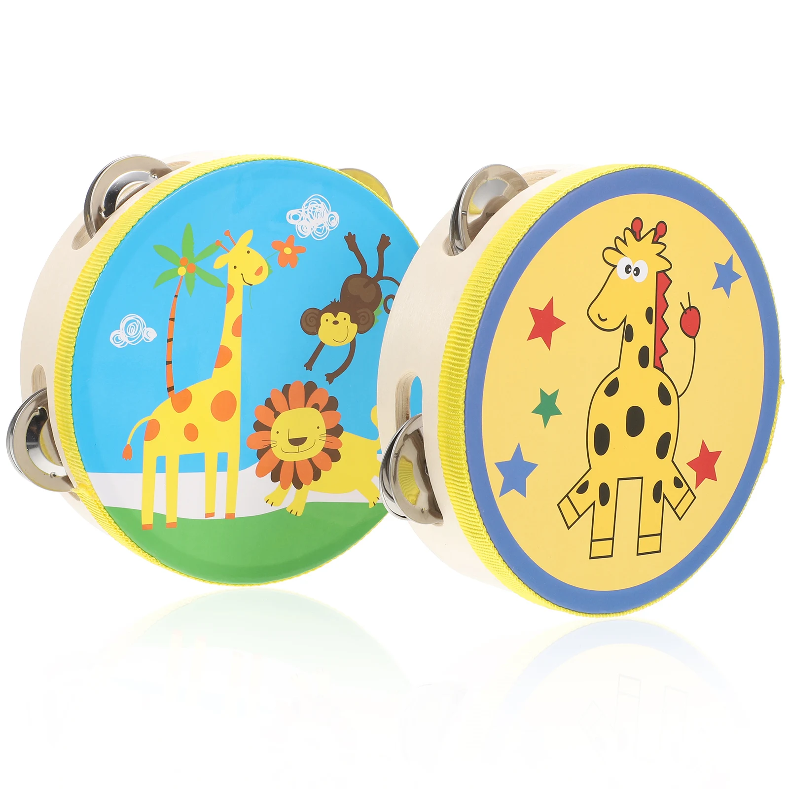 

2 Pcs Tambourist Drum Set Music Toys Percussion Musical Instrument Tambourine for Kids Handle Cloth Tambourines Baby Handheld