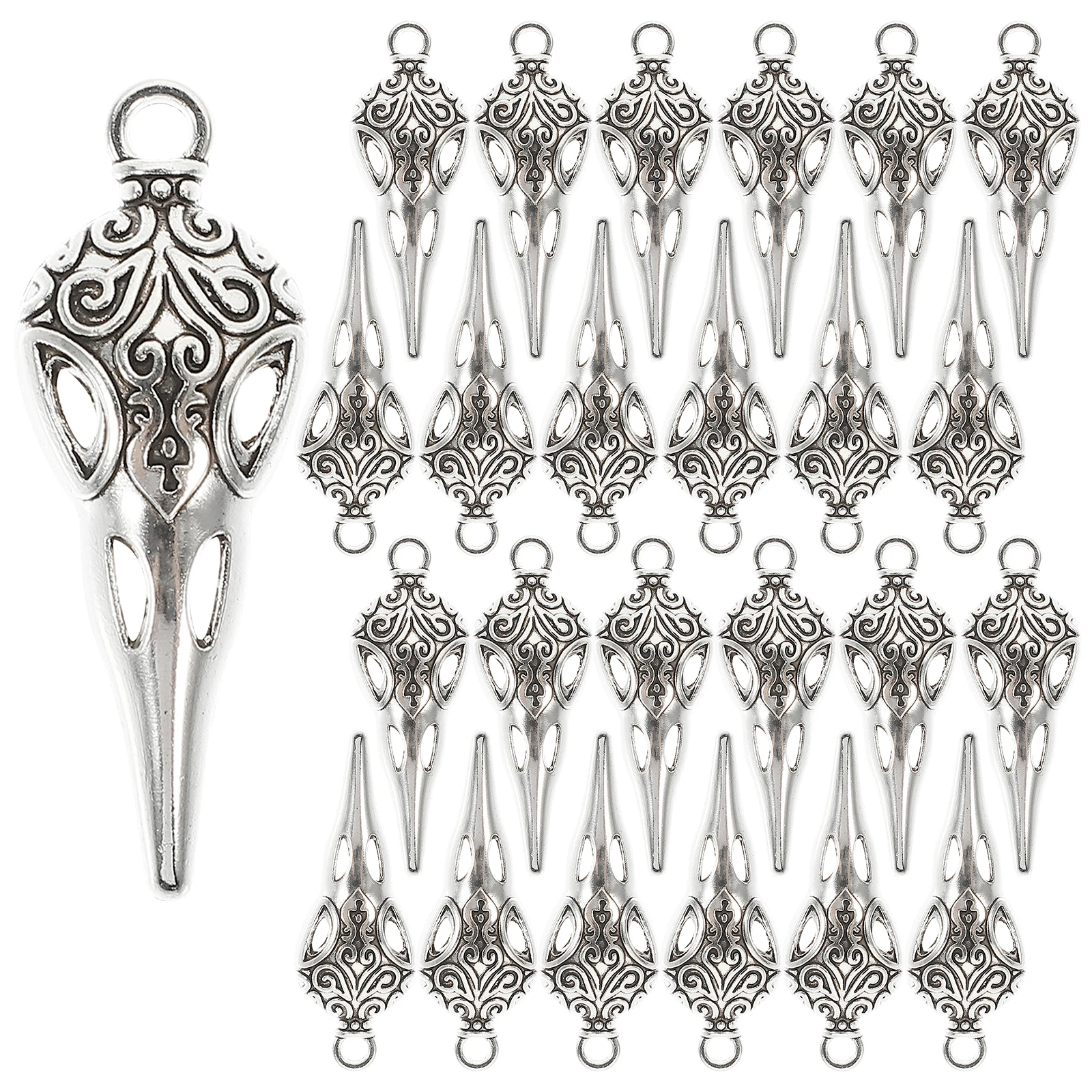 

100pcs Crow Skull Pendant Alloy Diy Jewelry Making Charms For Necklace Earring Keychain Halloween Punk Gothic Decorative