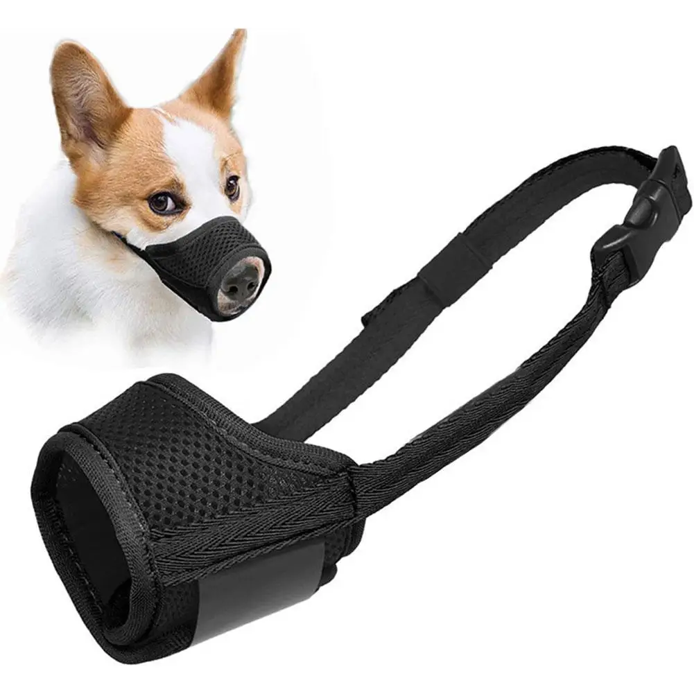 Pet Dog Adjustable Bark Bite Mesh Mouth Muzzle Grooming Anti Stop Chewing for Small Dogs Nylon Belt Dog Pet Products