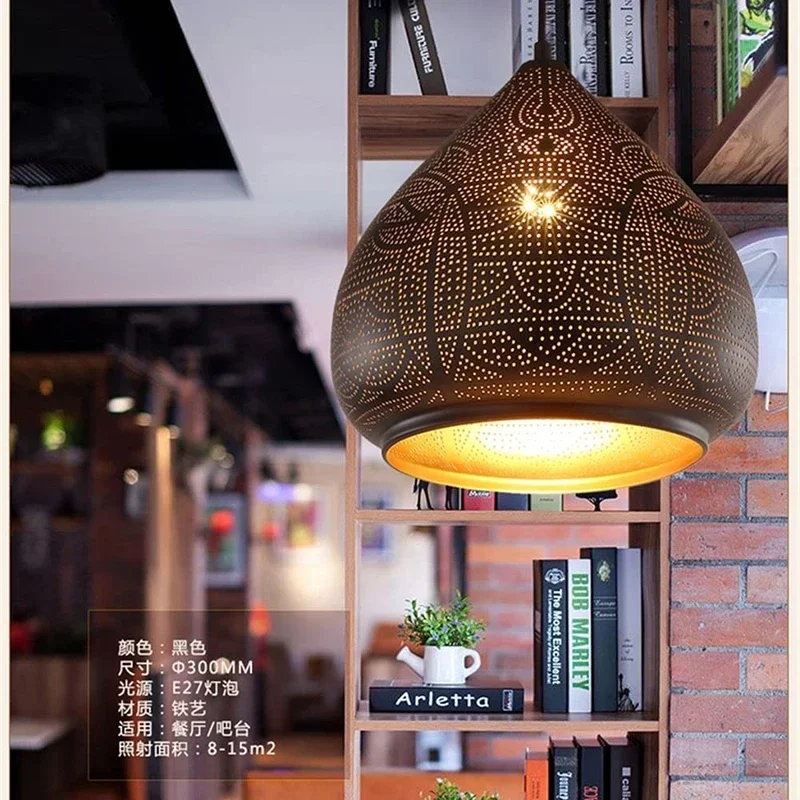 Turkish pendent light LED metal cage light luxury minimalist gold black restaurant Living Room bar indoor bed side hanging light