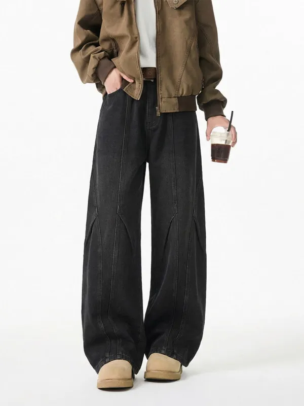 

Мужские джинсы TANGZ STUDIO: свободные, широкие, с низкой посадкой, винтажные, весенние, комфортные, прямого кроя, из денима