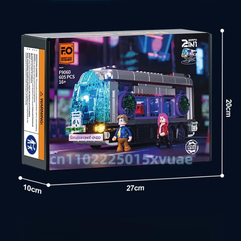Future Bus Building Blocks Serie Cyberpunk Auto Piccolo assemblato Raccogliere modello Giocattoli Decorazione della stanza Regali di compleanno per bambini