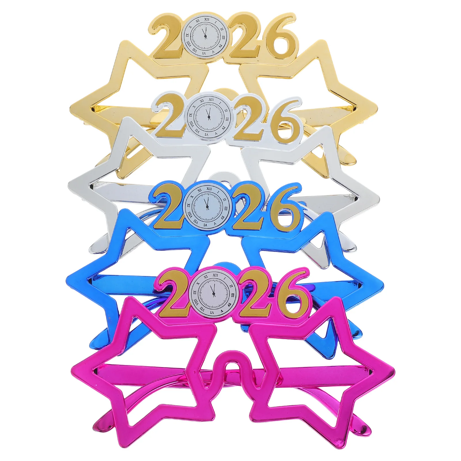 

4Pcs 2026 New Year Glasses Creative Comfortable Wear for Holiday Parties 2026 Themed Event Decorations Photo Booth Sunglasses