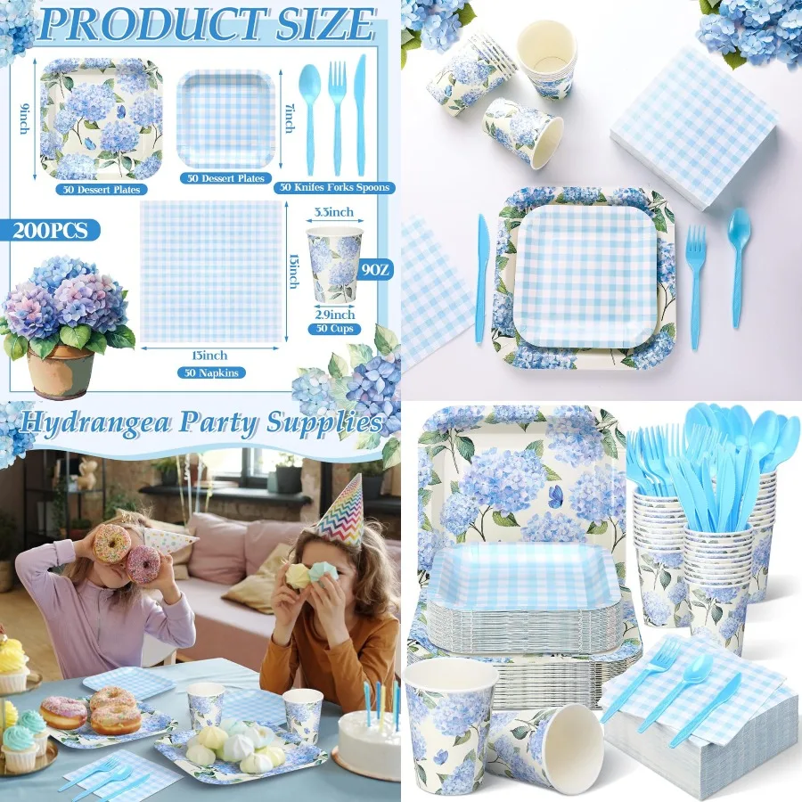 

350 Pcs Disposable Paper Plates and Napkins Set with Cups Knife Fork Spoon for Outdoor Events Birthday Parties Picnics and Fami