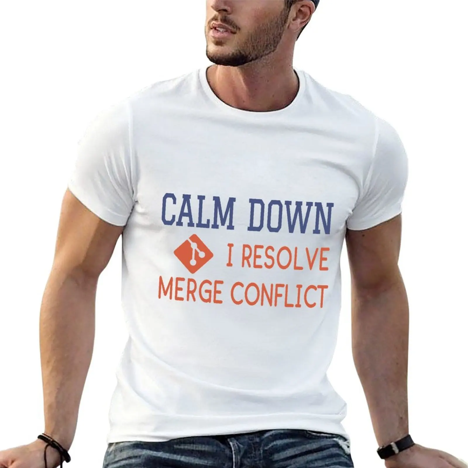 I Resolve Merge Conflict T-Shirt T-shirt de sport décontracté en coton à manches courtes