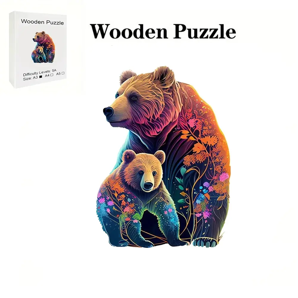 Brown Bear Wooden Puzzles, Magic Puzzles, Birthday Gifts, Holiday Gifts, Christmas Gifts, Halloween Gifts, Exquisite Gifts, Wood