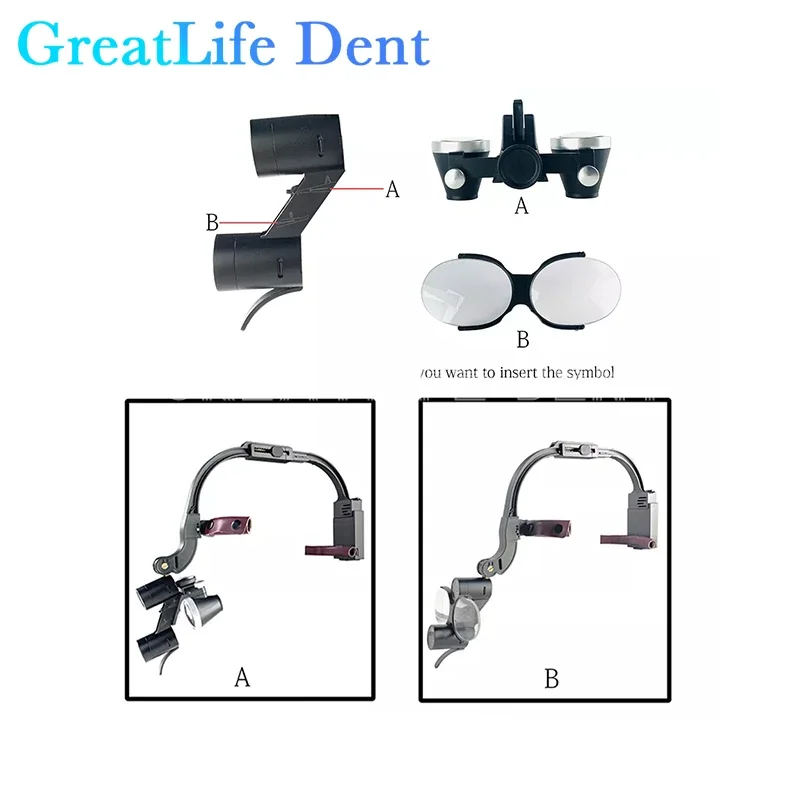 GreatLife دنت الأسنان Loupes 2.5/3.5X الأسنان التكبير مجهر المكبر لطب الأسنان العمليات الطبية كشافات الضوء