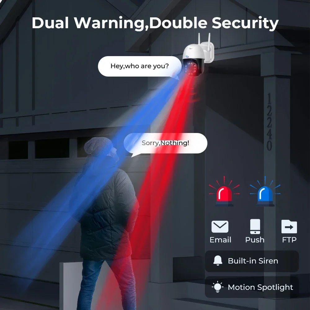 FHD 1080P 5X Optical Zoom WiFi PTZ Network IP Camera Outdoor Color Night Vision Auto Tracking Security Surveillance Camera CamHi