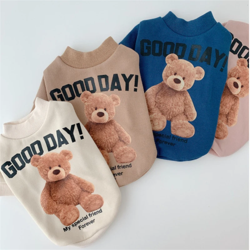 Cartoon Bear Dog Hoodies Cute Cotton Pet Dogs Clothes For Puppy Small Medium Dogs Sweatshirt Jacket French Bulldog Chihuahua