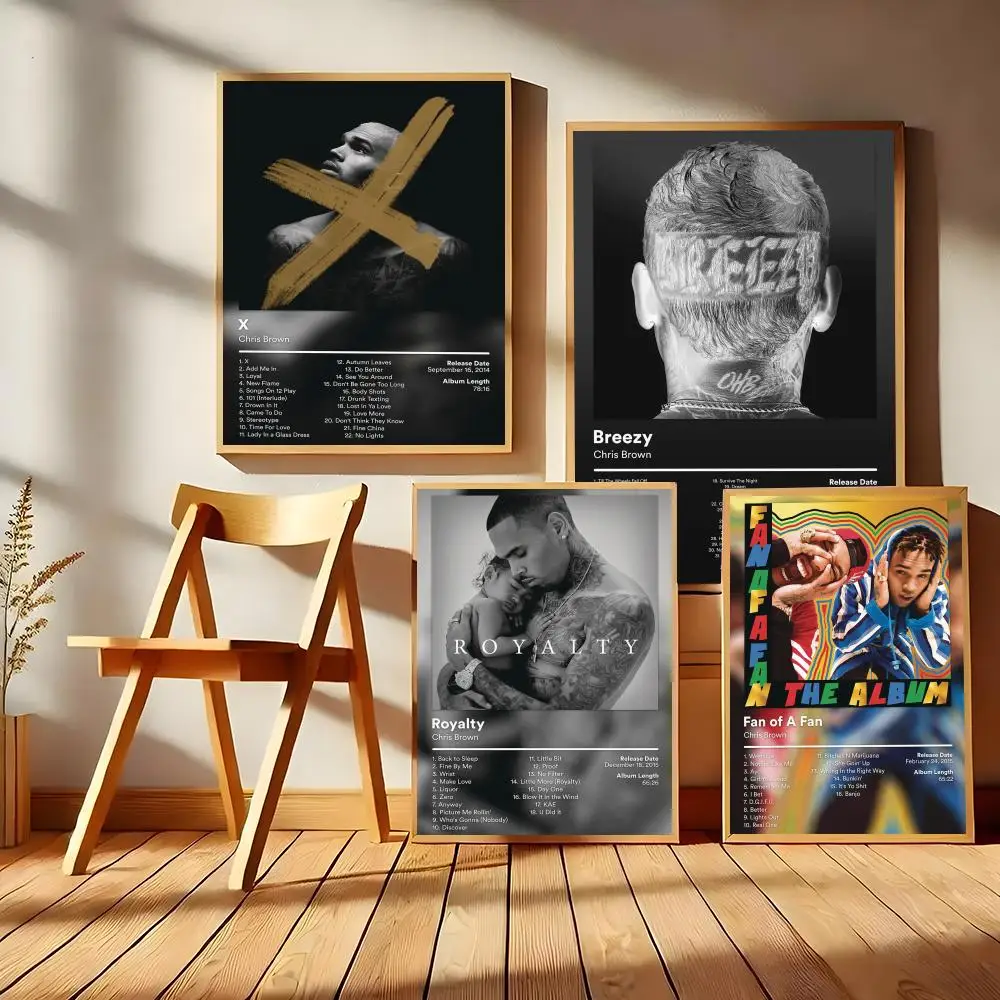 Rapper C-Chris Brown Album Painting Calligraphy HD Canvas Wall Art | Waterproof Fade-Resistant | Minimalist Unframed Wall Decor