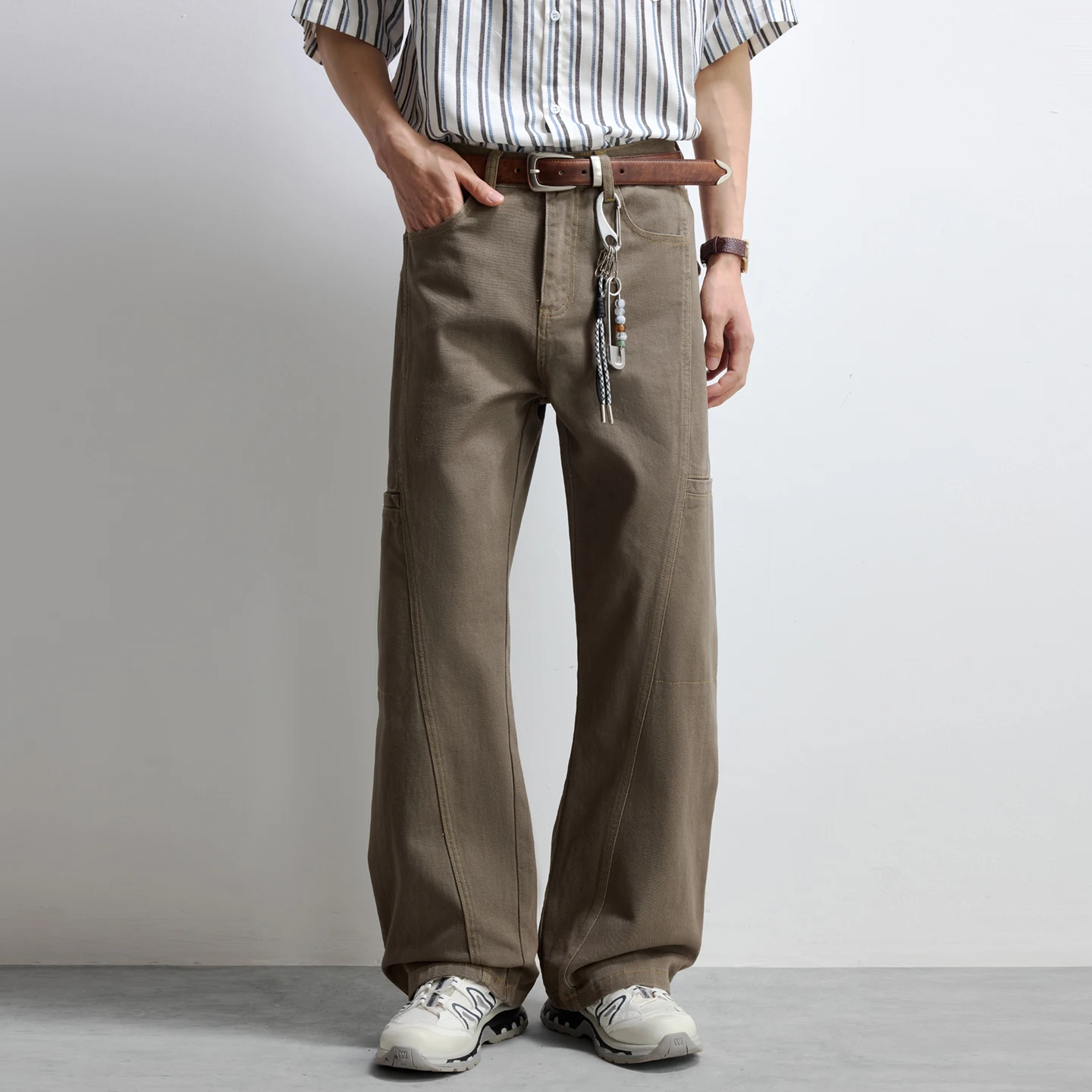 

American Retro Splice Pocket Jeans Men Women Streetwear Vibe Fashion Loose Casual Straight Denim Cargo Jeans Pants Trousers